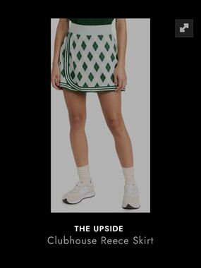 The Upside Green & White Argyle Knit Mini Skort. Tennis, Golf, Athletic Wear